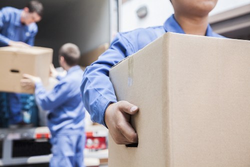 Packing materials and labelled moving boxes for a Battersea home move