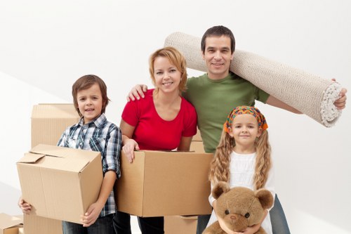 Boxes and household items prepared for urgent removals in Battersea